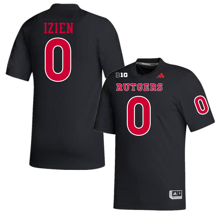 Rutgers Scarlet Knights #0 Christian Izien College Football Jerseys,Uniforms-Black